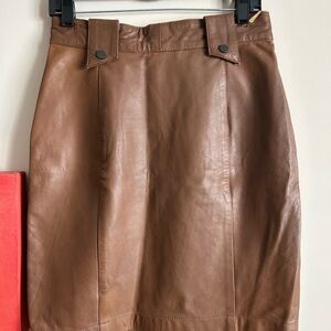 Chic Brown Leather Pencil Skirt